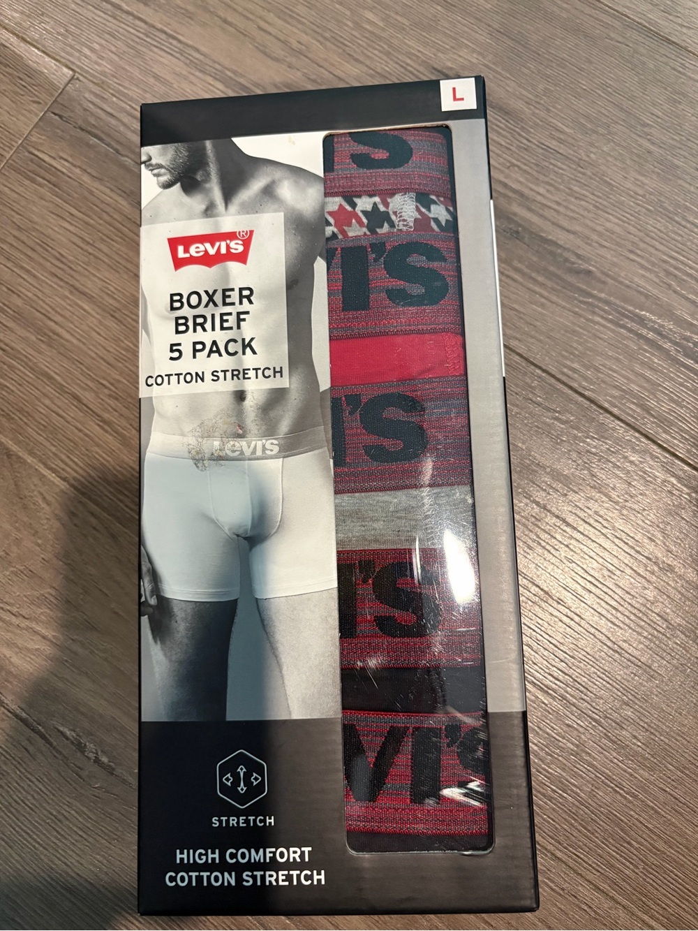 Men’s Levi’s 5PK Cotton Stretch Boxer Brief Size L